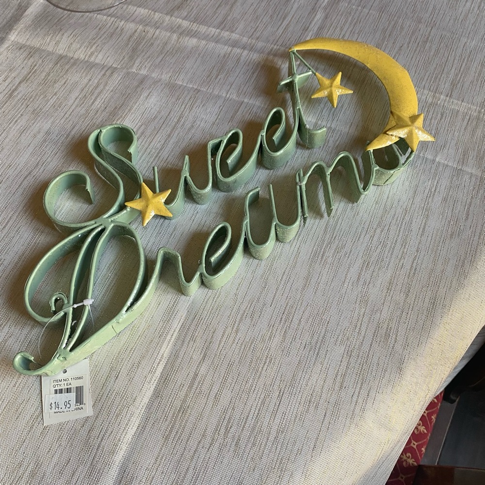 Metal Sweet Dreams sign for wall or door